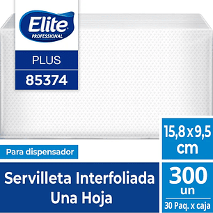 Servilleta Interfoliada Elite 300u para dispensador - Hoja Simple