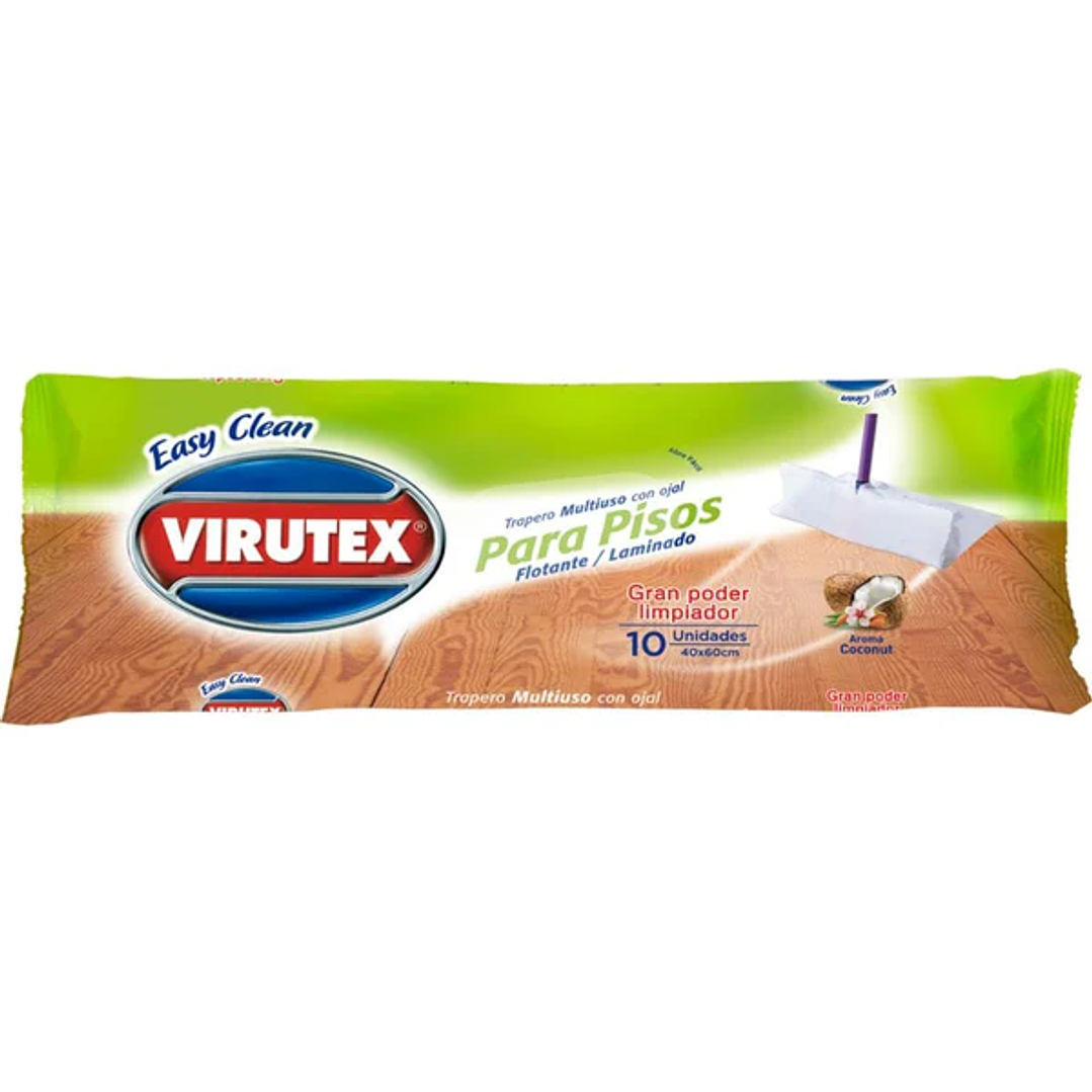 Trapero Húmedo Desinfectante Virutex 10u c/ojal piso flotante - Aroma Coco 1