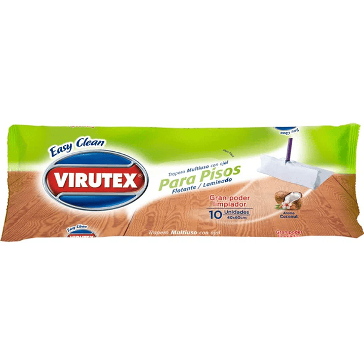 Trapero Húmedo Desinfectante Virutex 10u c/ojal piso flotante - Aroma Coco 1