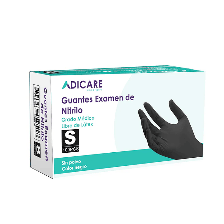 Guantes Nitrilo sin polvo - ADICARE - 100u negro - Talla: S-M-L 1