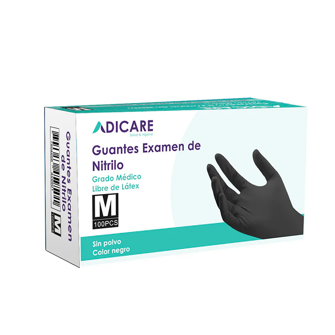 Guantes Nitrilo sin polvo - ADICARE - 100u negro - Talla: S-M-L 3