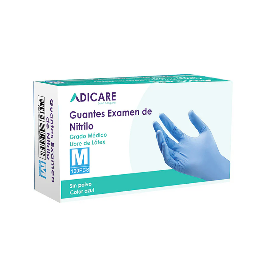Guantes Nitrilo sin polvo - ADICARE - 100u azul - Talla: S-M-L  3