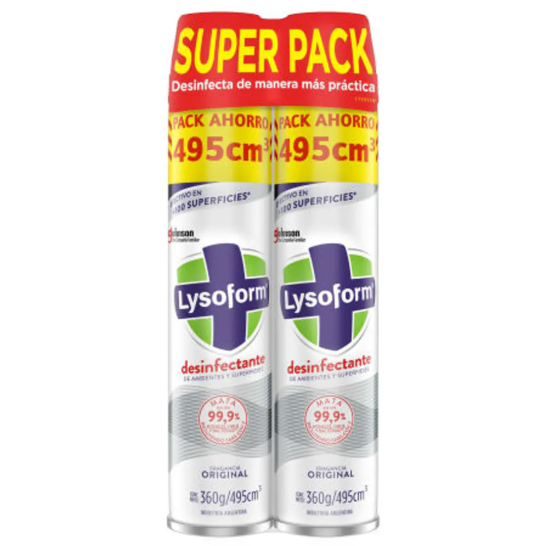 Pack 2u Lysoform Original Aerosol Desinfectante 990ml  1
