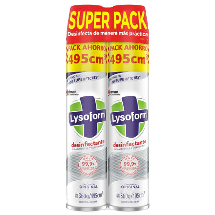 Pack 2u Lysoform Original Aerosol Desinfectante 990ml  1