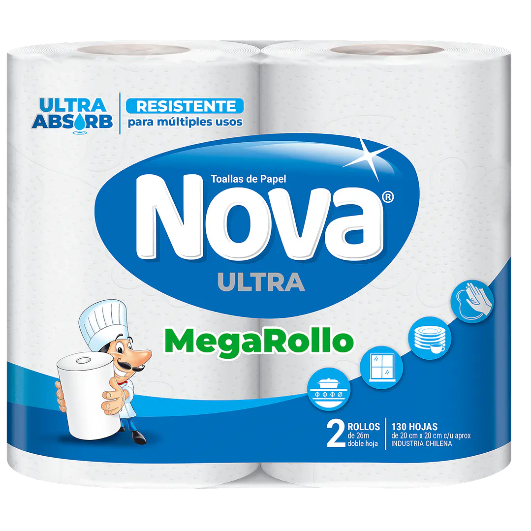 Toalla de Papel Nova Mega Rollo 2u 26m 1