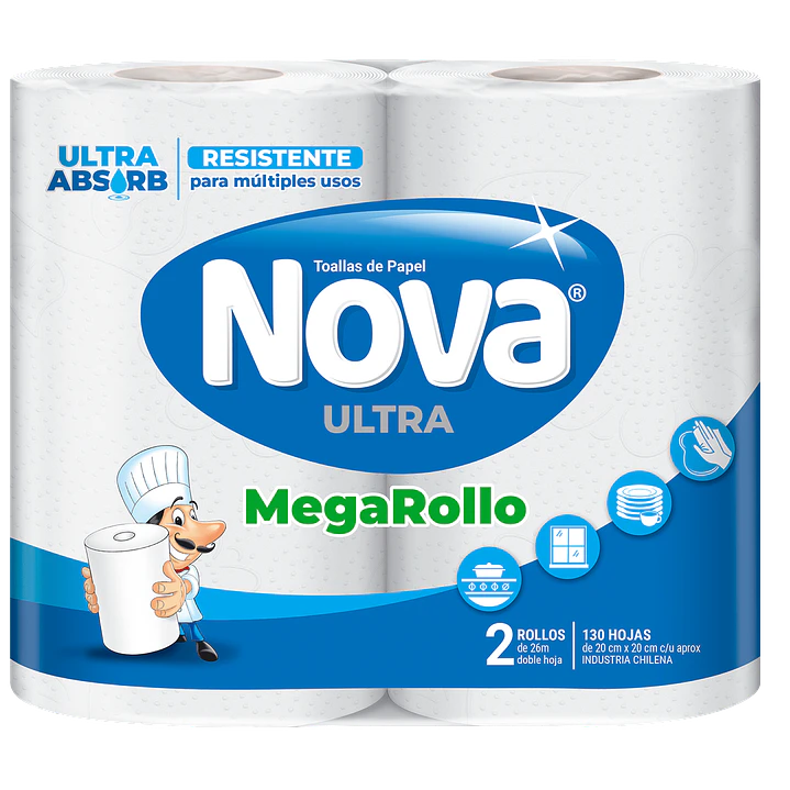 Toalla de Papel Nova Mega Rollo 2u 26m 1