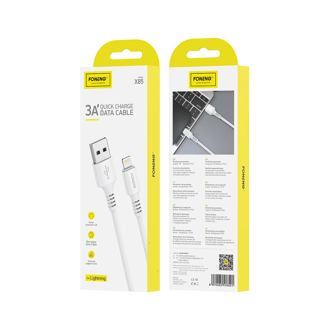Cable usb a Lightning Foneng X85 3A 1M 2