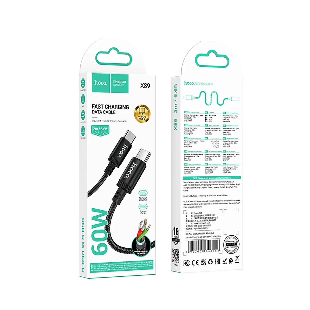 Cable Tipo C a Tipo C Hoco X89 Wind 60W 2M 2