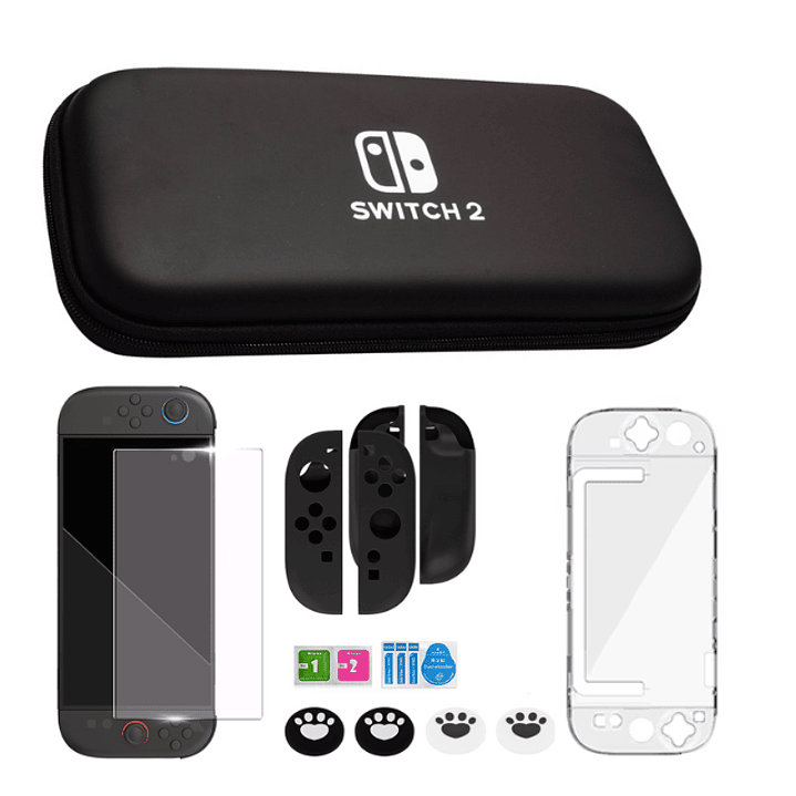 Estuche Bolso Para Nintendo Switch 2 kit Mica Grips Carcasa 2