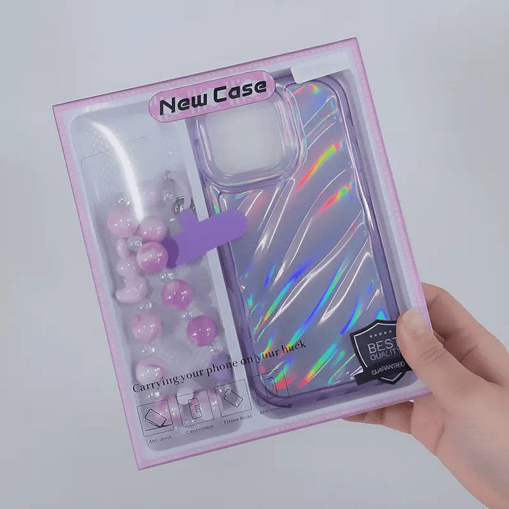 Carcasa 3D holográfica con colgante de mano iPhone 16 pro 5