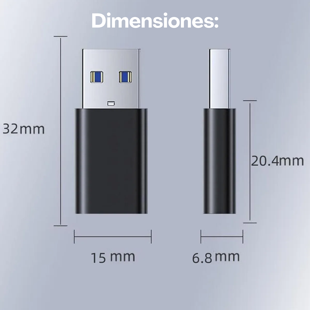Adaptador Tipo C Hembra A USB Macho 3.0 OTG 3