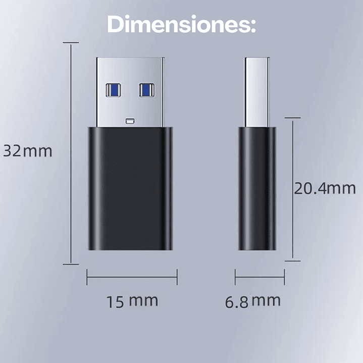 Adaptador Tipo C Hembra A USB Macho 3.0 OTG 3