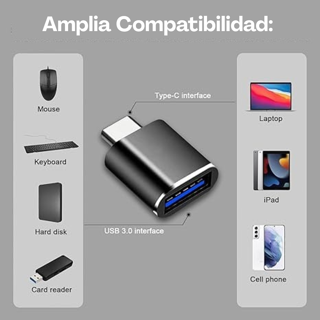 Adaptador USB Macho A Tipo C Hembra 3.0 OTG 3