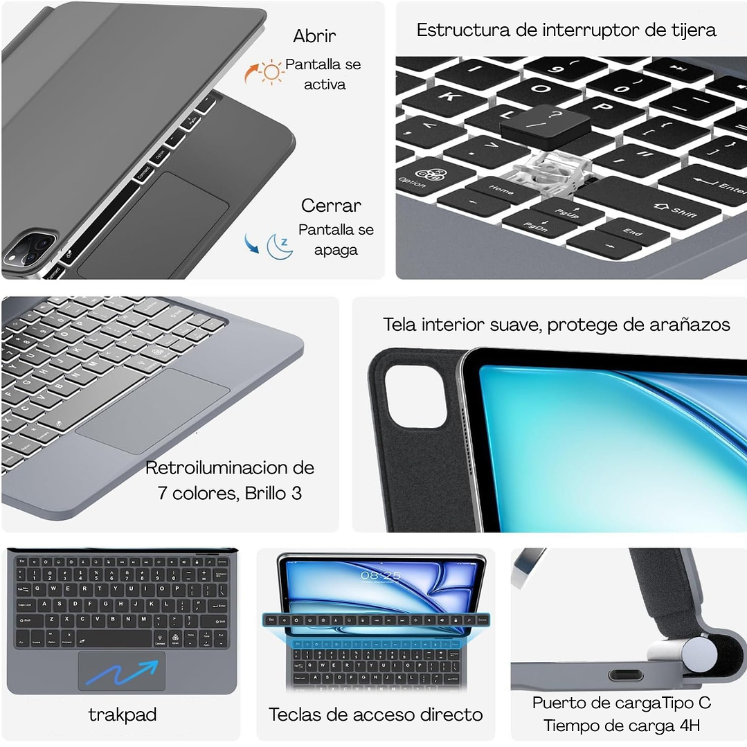 Carcasa Con Teclado Magic Keyboard Para iPad Pro 11 Air 6 / 5/ 4 2