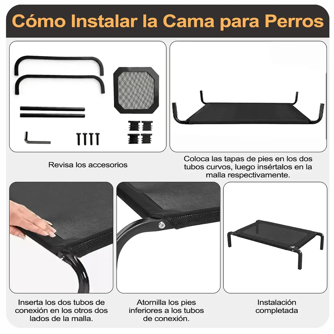 Cama Elevada Para Mascotas Perros Gatos Talla S Negro Talla S / Negro 3