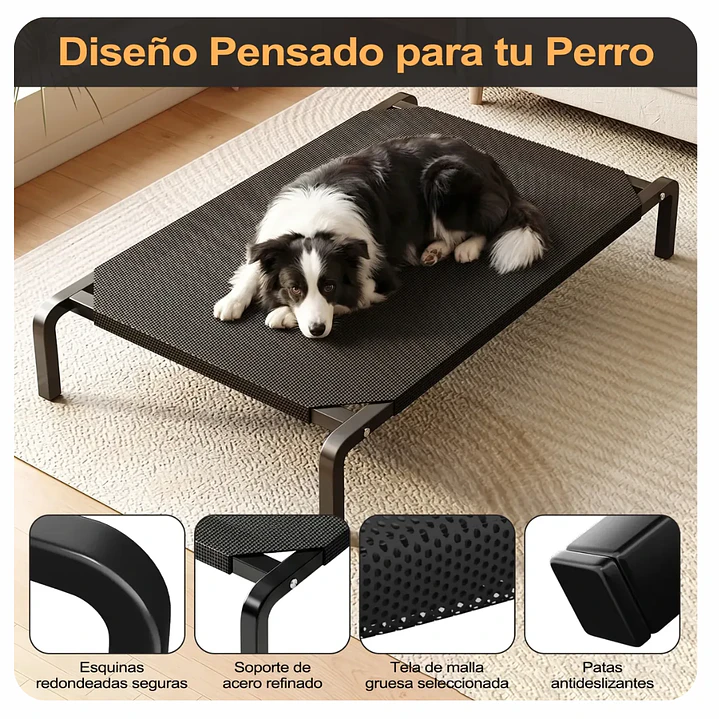 Cama Elevada Para Mascotas Perros Gatos Talla S Negro Talla S / Negro 4
