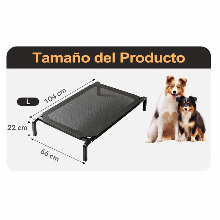 Cama Elevada Para Mascotas Perros Gatos Talla L Negro 2