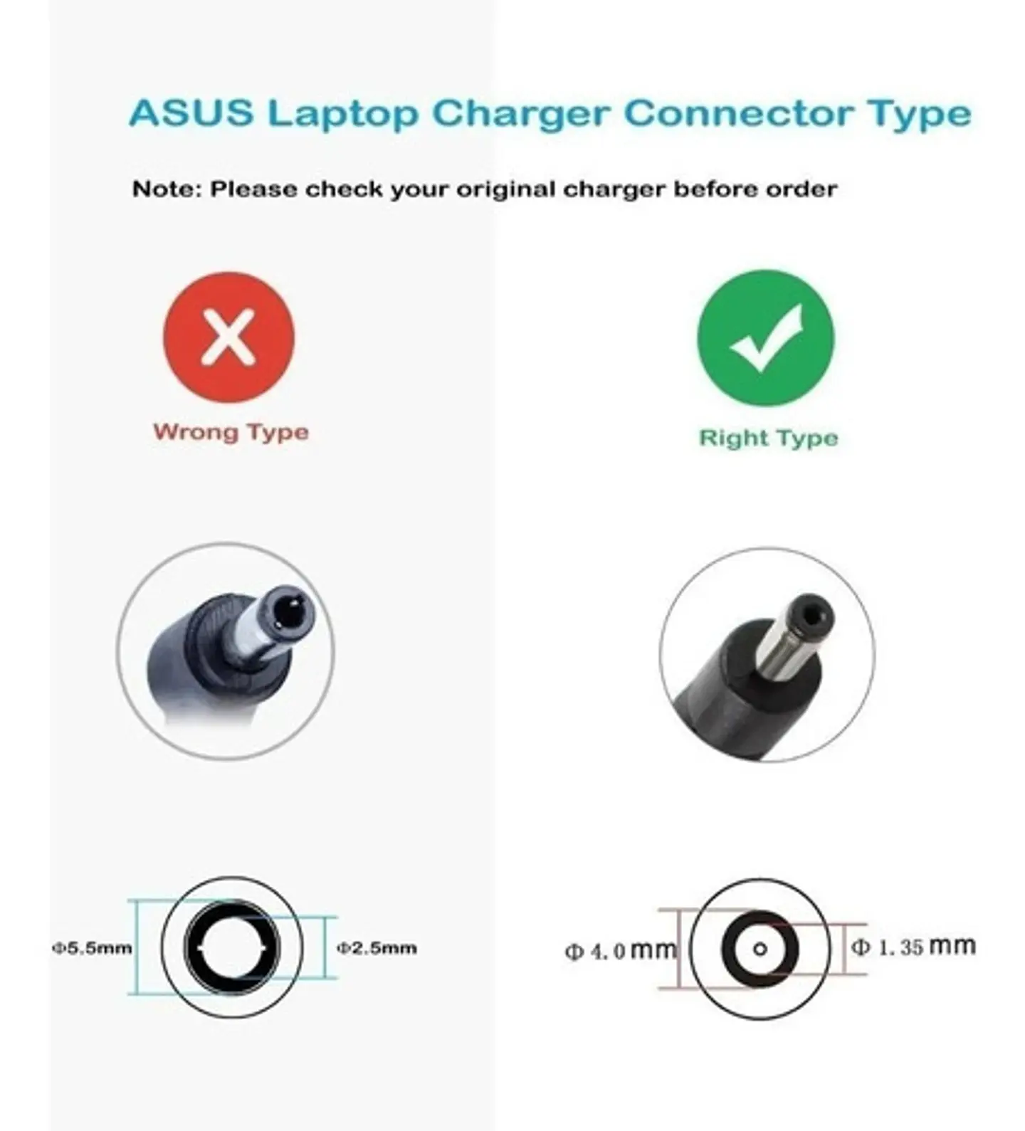 * Cargador de Notebook Asus 19v 2.37a 4.0X1.35mm  3