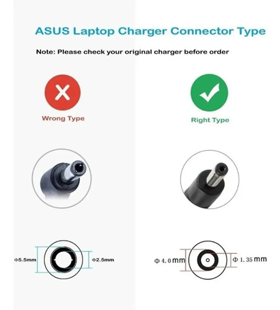 * Cargador de Notebook Asus 19v 2.37a 4.0X1.35mm  3