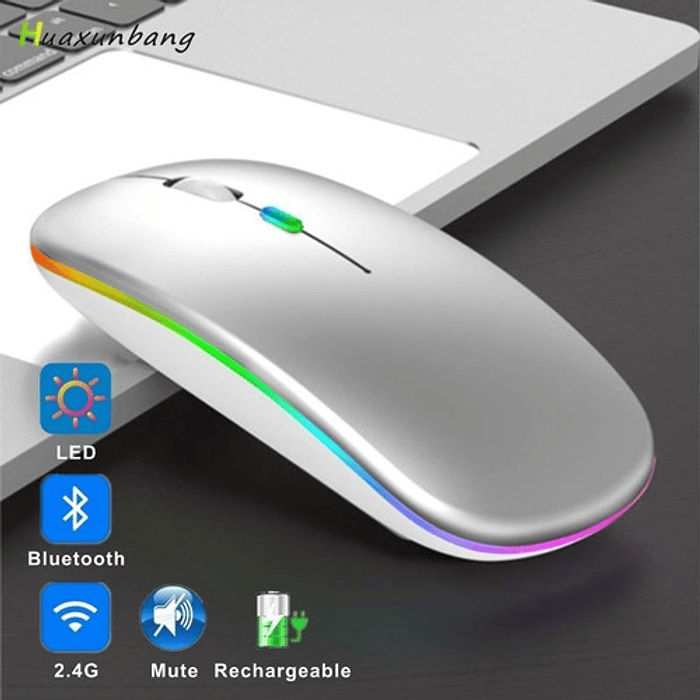 * Mouse Bluetooth 5.1 + Inalambrico 2.4ghz Recargable 2