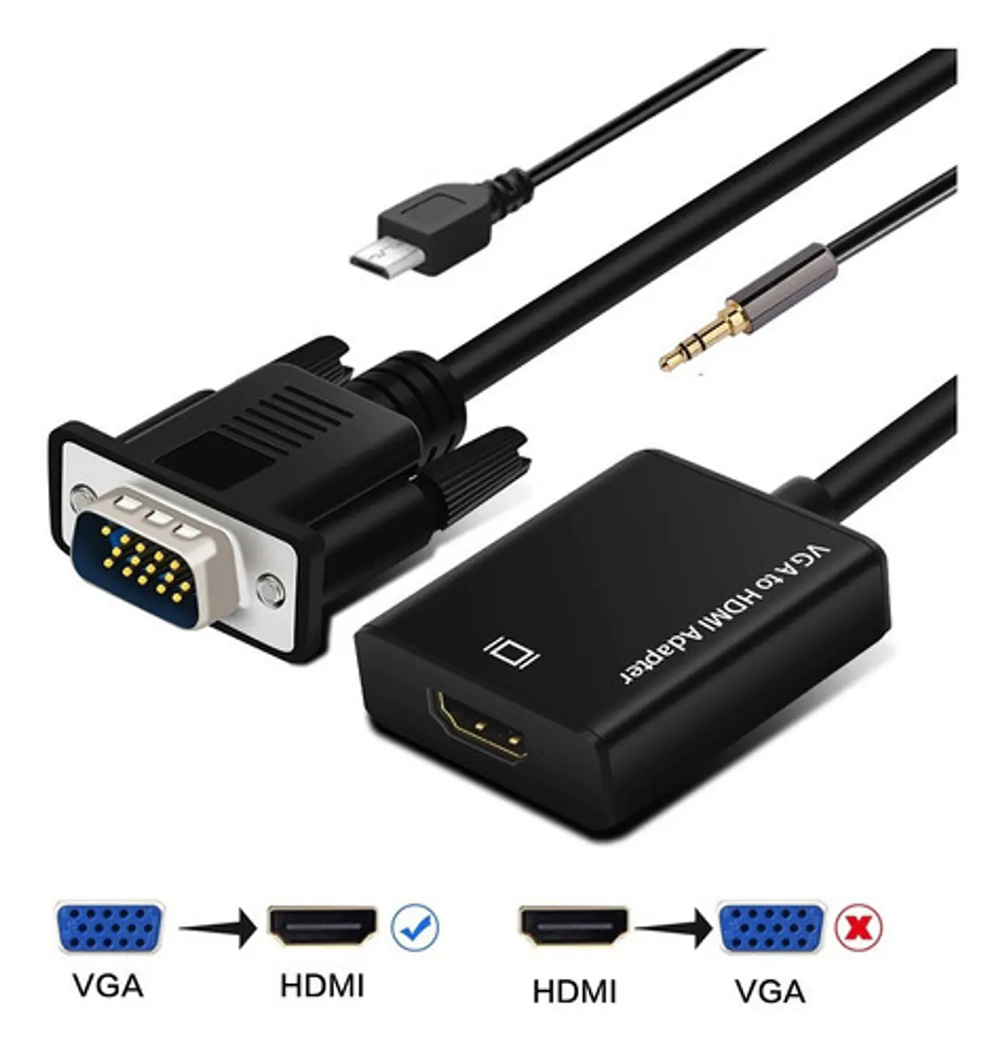 Conversor Vga A Hdmi Con Audio (adaptador Analogo A Digital)  2