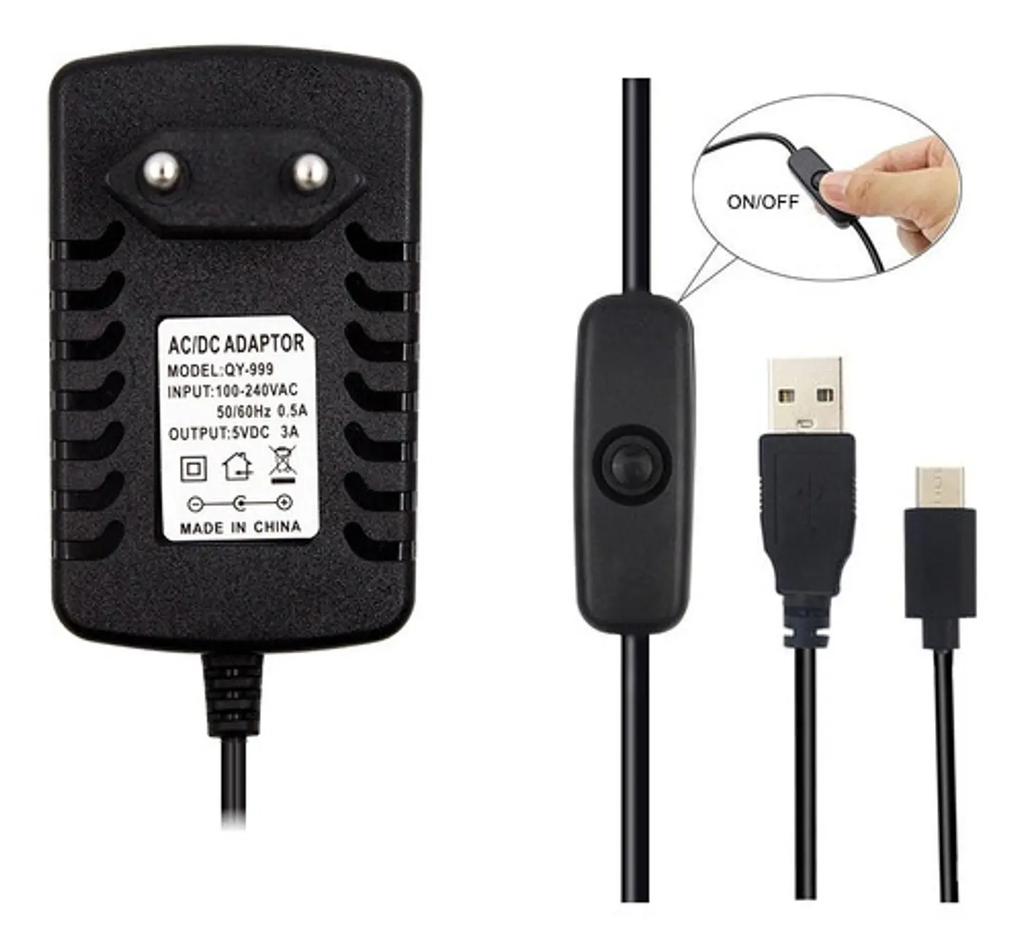 Cargador Para Raspberry Pi 3b+ 5v 3a Microusb Con Interruptor  2