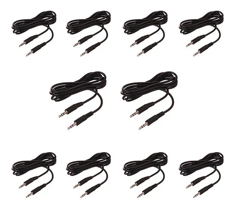 Pack 10 Cables Auxiliar 3.5mm Macho Macho 1.3m