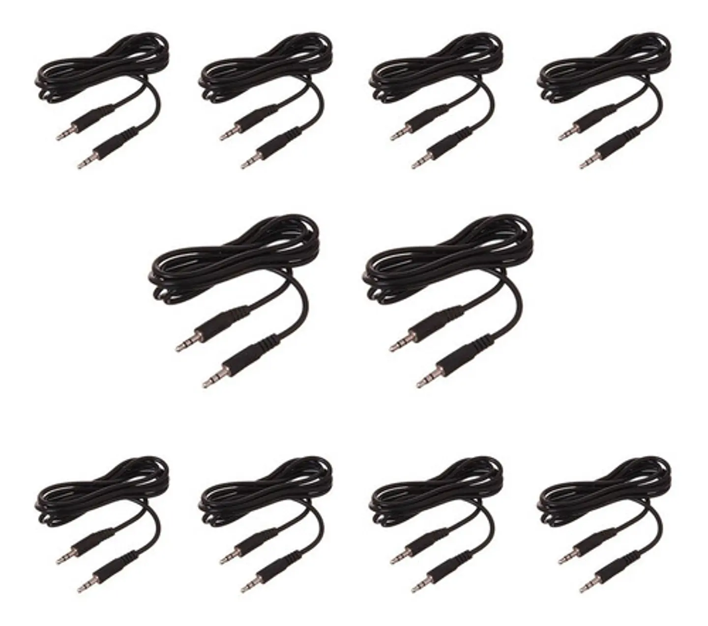 Pack 10 Cables Auxiliar 3.5mm Macho Macho 1.3m 1