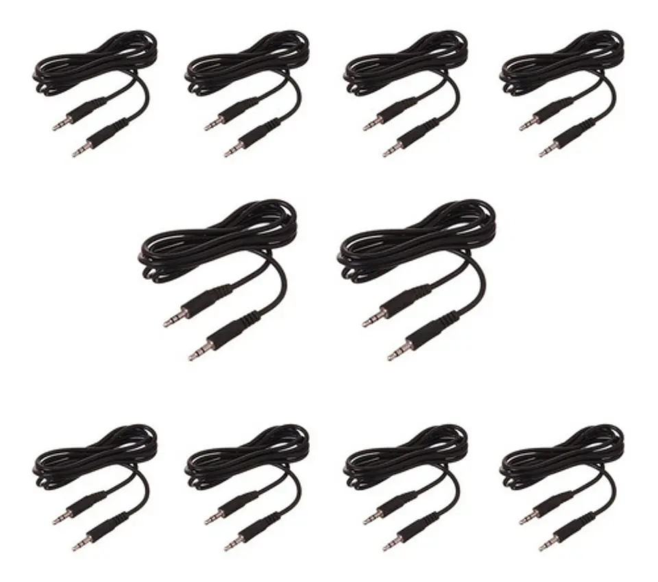 Pack 10 Cables Auxiliar 3.5mm Macho Macho 1.3m 1