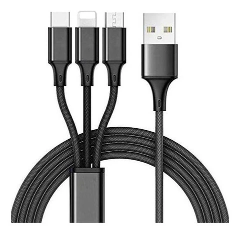 * Cable 3 En 1 Carga Rapida Para iPhone / MicroUSB / USB-C 