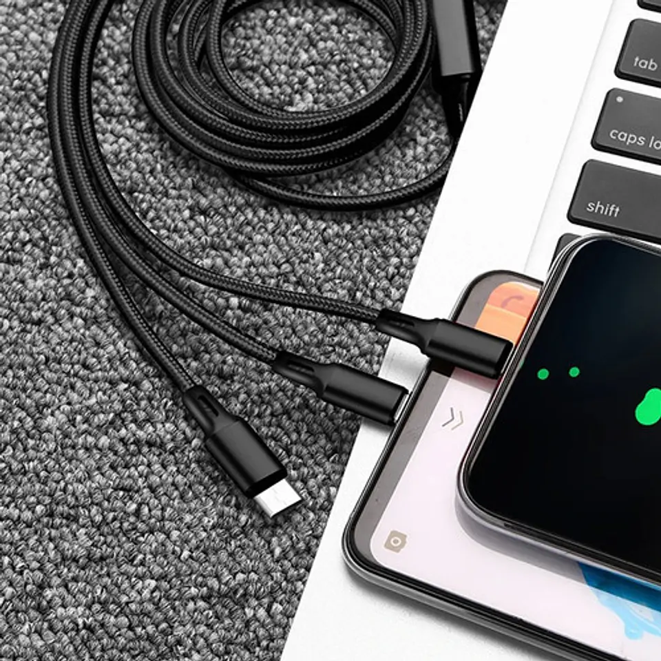 * Cable 3 En 1 Carga Rapida Para iPhone / MicroUSB / USB-C  4