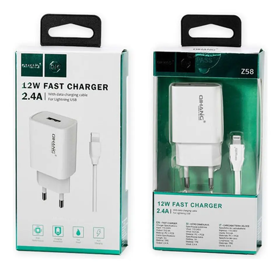 Cargador De Celular Para iPhone 12w 2.4a Z58 Qihang 1