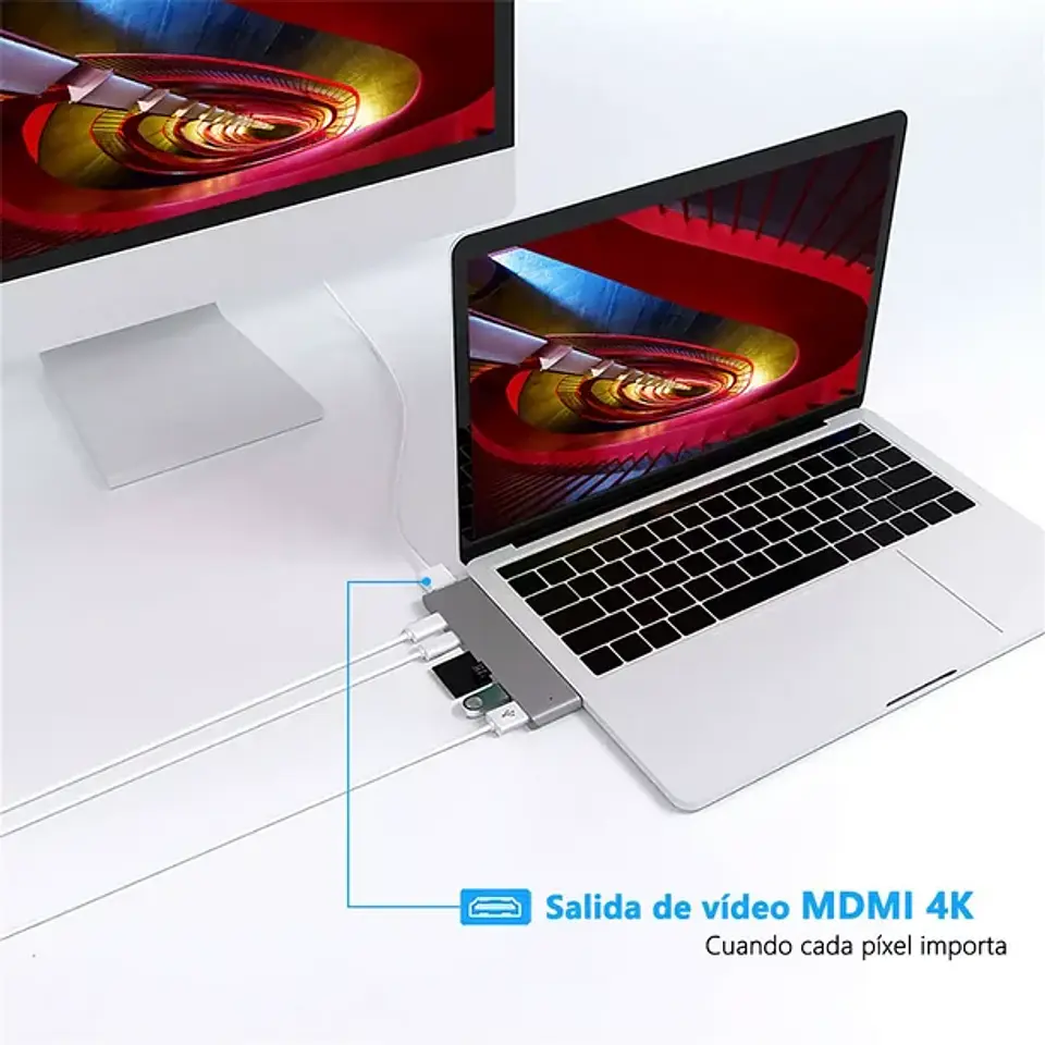 Dock Hub Usb-c 7 En 1 Hdmi 4k -2 Usb-c Sd 2 Usb Para Macbook 4