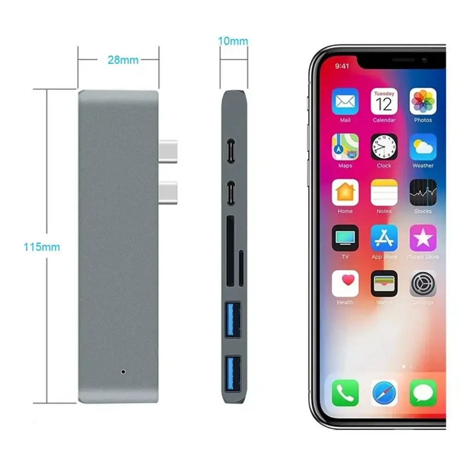 Dock Hub Usb-c 7 En 1 Hdmi 4k -2 Usb-c Sd 2 Usb Para Macbook 6
