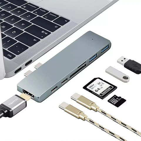 Dock Hub Usb-c 7 En 1 Hdmi 4k -2 Usb-c Sd 2 Usb Para Macbook
