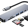 Hub Usb-c 6 en 1 con Hdmi 4k Adaptador para Macbook y Windows 1