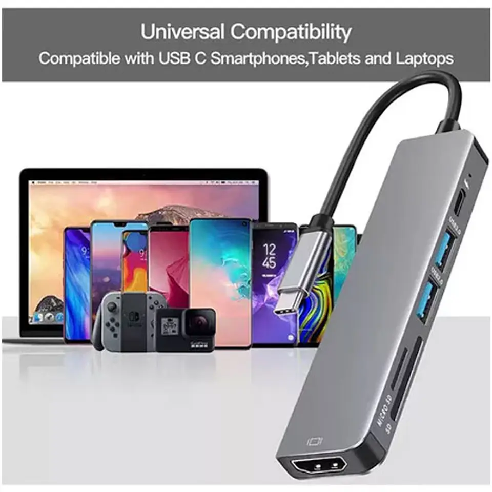 Hub Usb-c 6 en 1 con Hdmi 4k Adaptador para Macbook y Windows 5