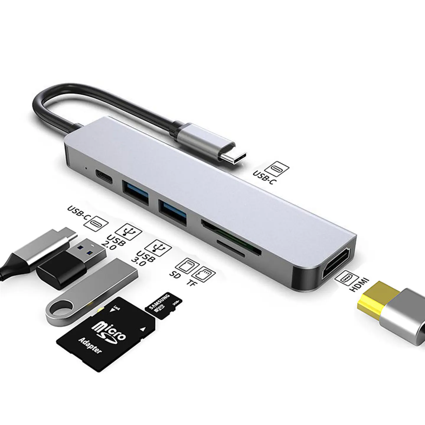 Hub Usb-c 6 en 1 con Hdmi 4k Adaptador para Macbook y Windows 6