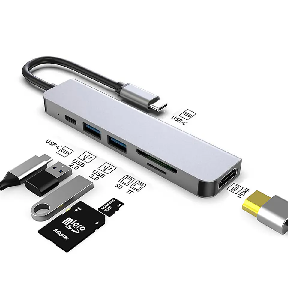 Hub Usb-c 6 en 1 con Hdmi 4k Adaptador para Macbook y Windows 6