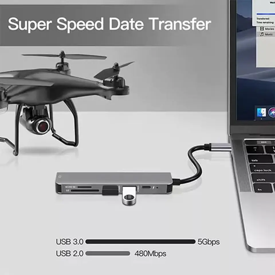 Hub Usb-c 6 en 1 con Hdmi 4k Adaptador para Macbook y Windows 9