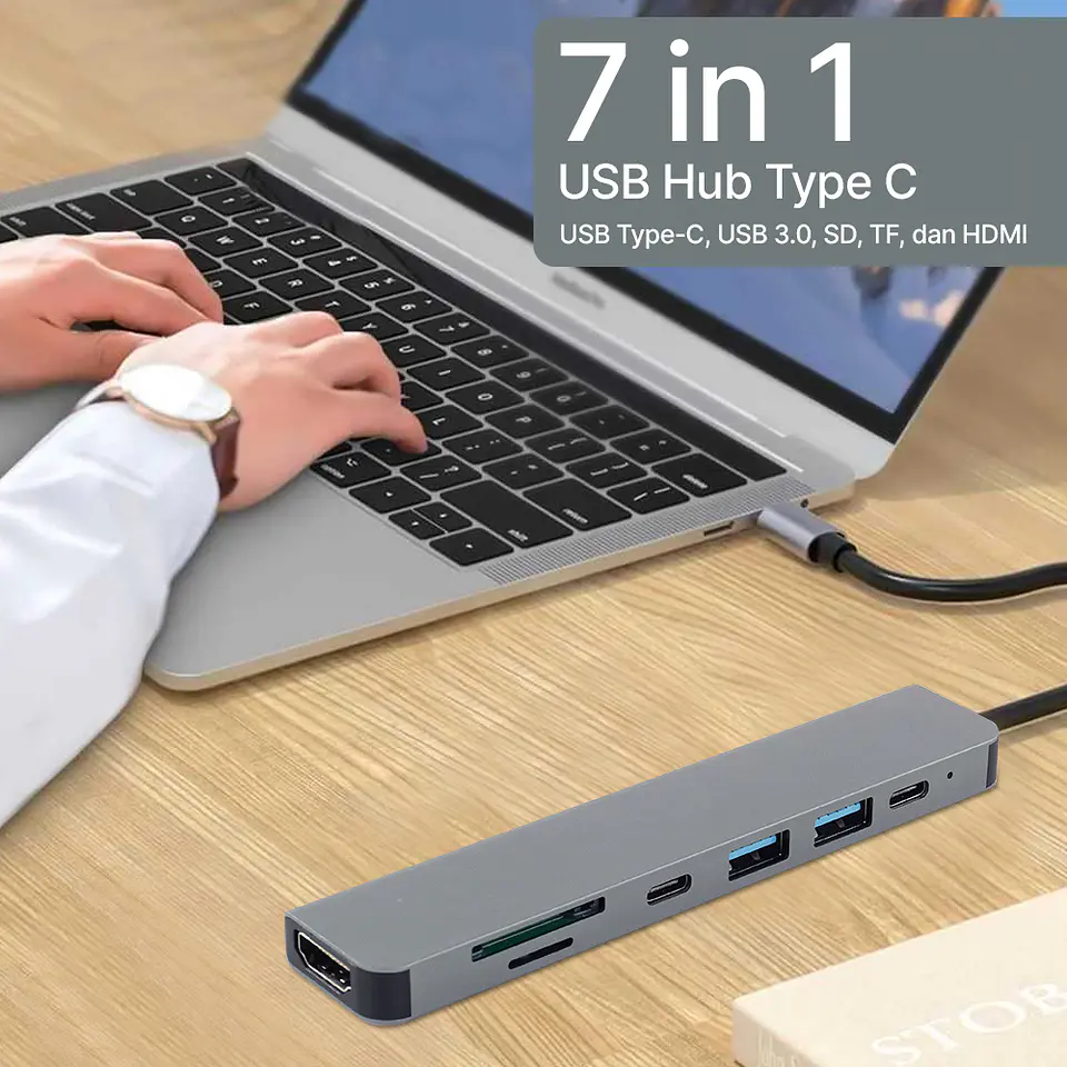Dock Hub Usb-c 7 en 1 Hdmi 4k SD/TF Usb 3.0 Pd / Tipo c x2 4