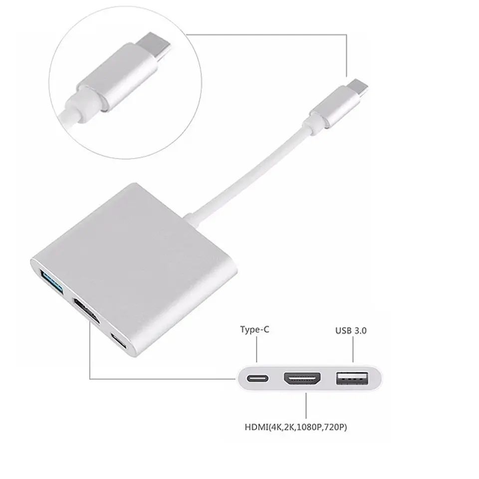 Adaptador USB-C a Hdmi / USB 3.0 / Tipo C / Material Metal 4