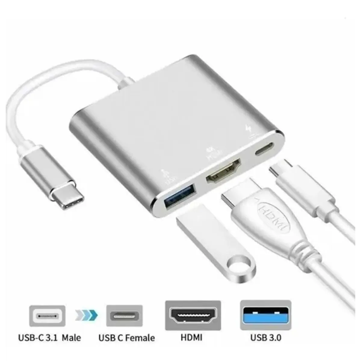 Adaptador USB-C a Hdmi / USB 3.0 / Tipo C / Material Metal
