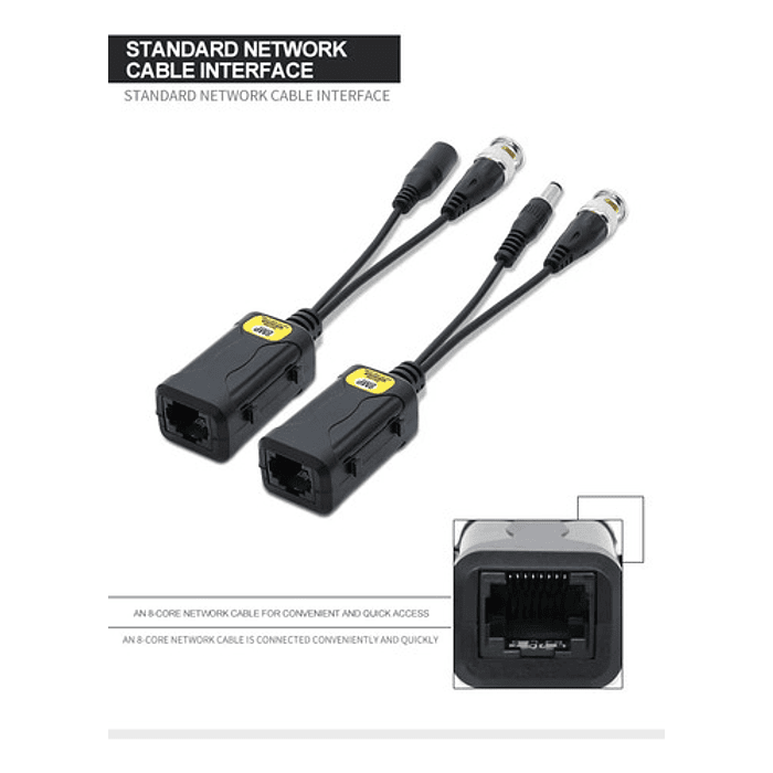 Balun De Vídeo Camara Ip Rj45 Hd-cvi /tvi/ Ahd, Para Cctv Negro 5