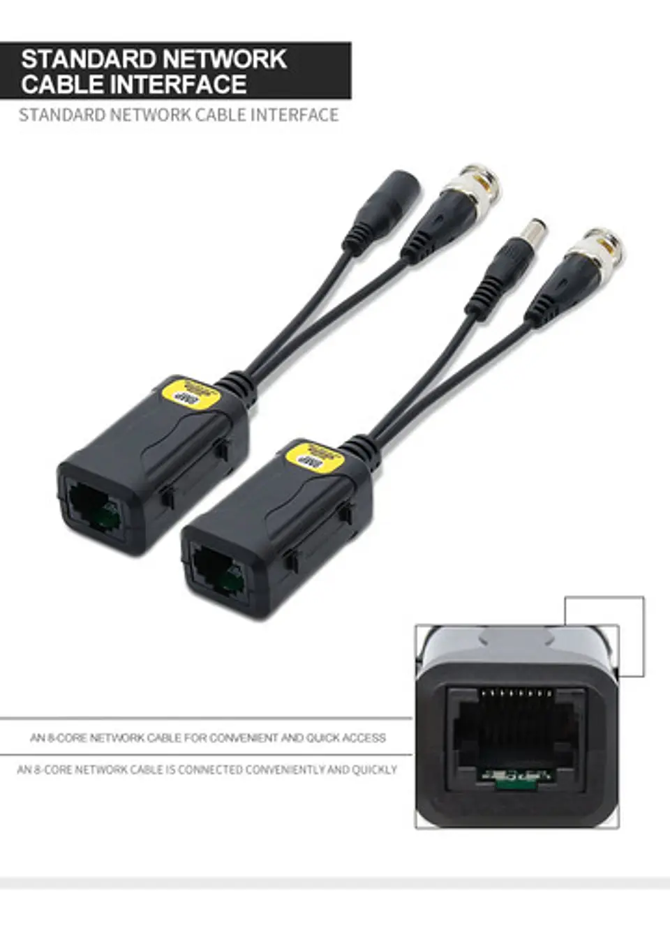 Balun De Vídeo Camara Ip Rj45 Hd-cvi /tvi/ Ahd, Para Cctv Negro 5