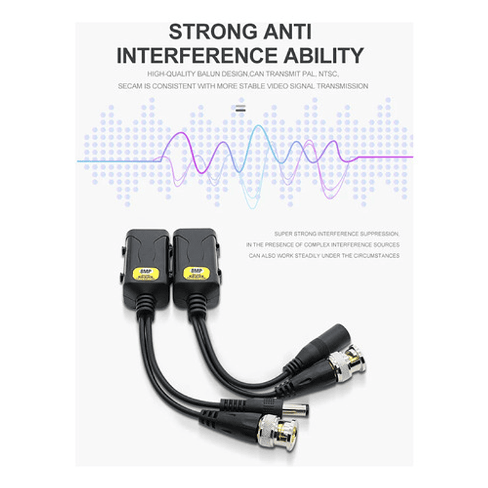 Balun De Vídeo Camara Ip Rj45 Hd-cvi /tvi/ Ahd, Para Cctv Negro 6