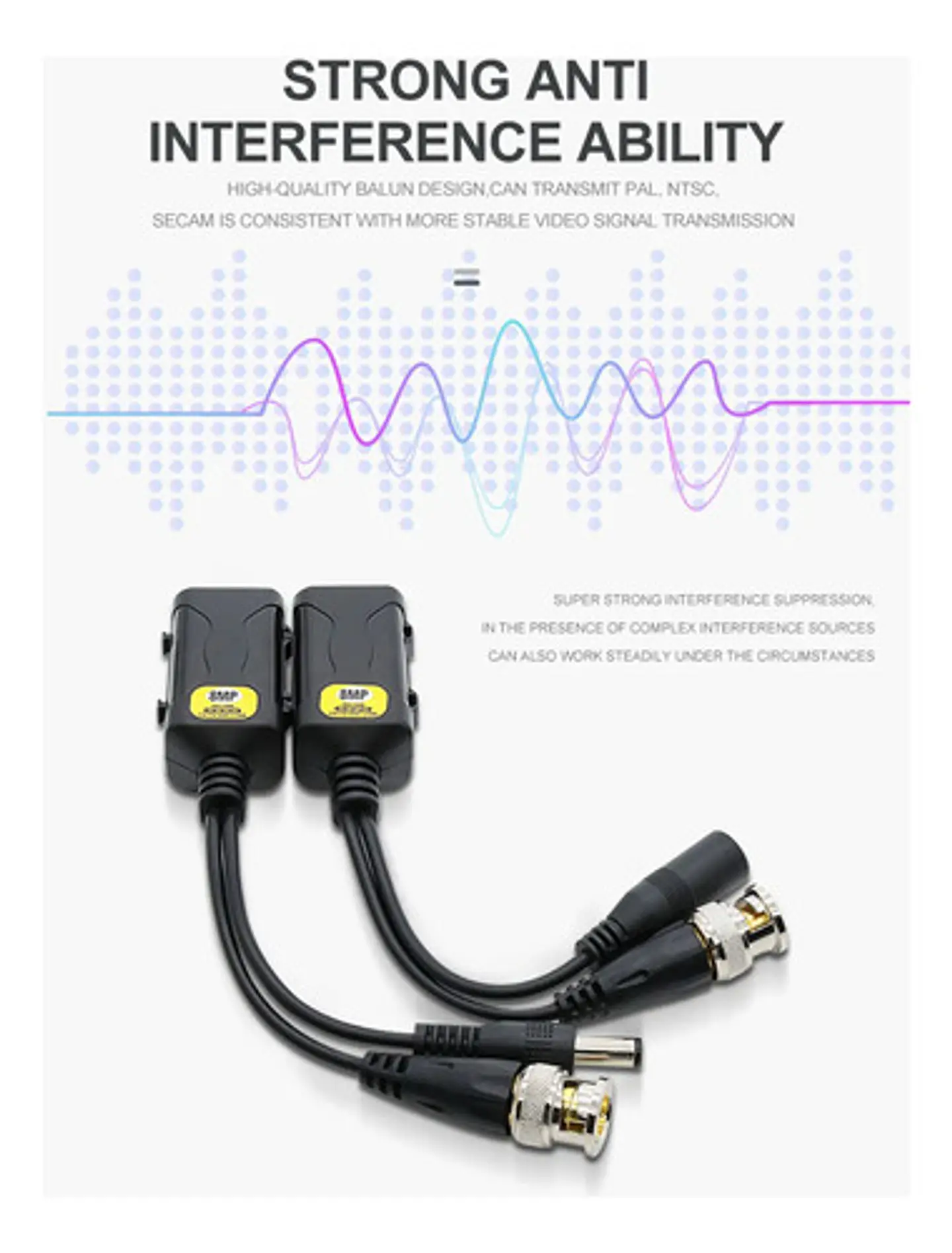 Balun De Vídeo Camara Ip Rj45 Hd-cvi /tvi/ Ahd, Para Cctv Negro 6