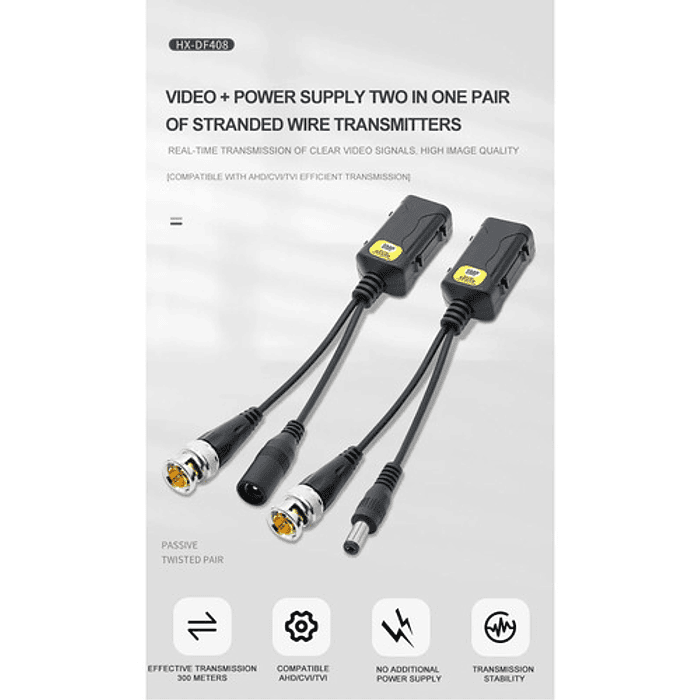 Balun De Vídeo Camara Ip Rj45 Hd-cvi /tvi/ Ahd, Para Cctv Negro 7