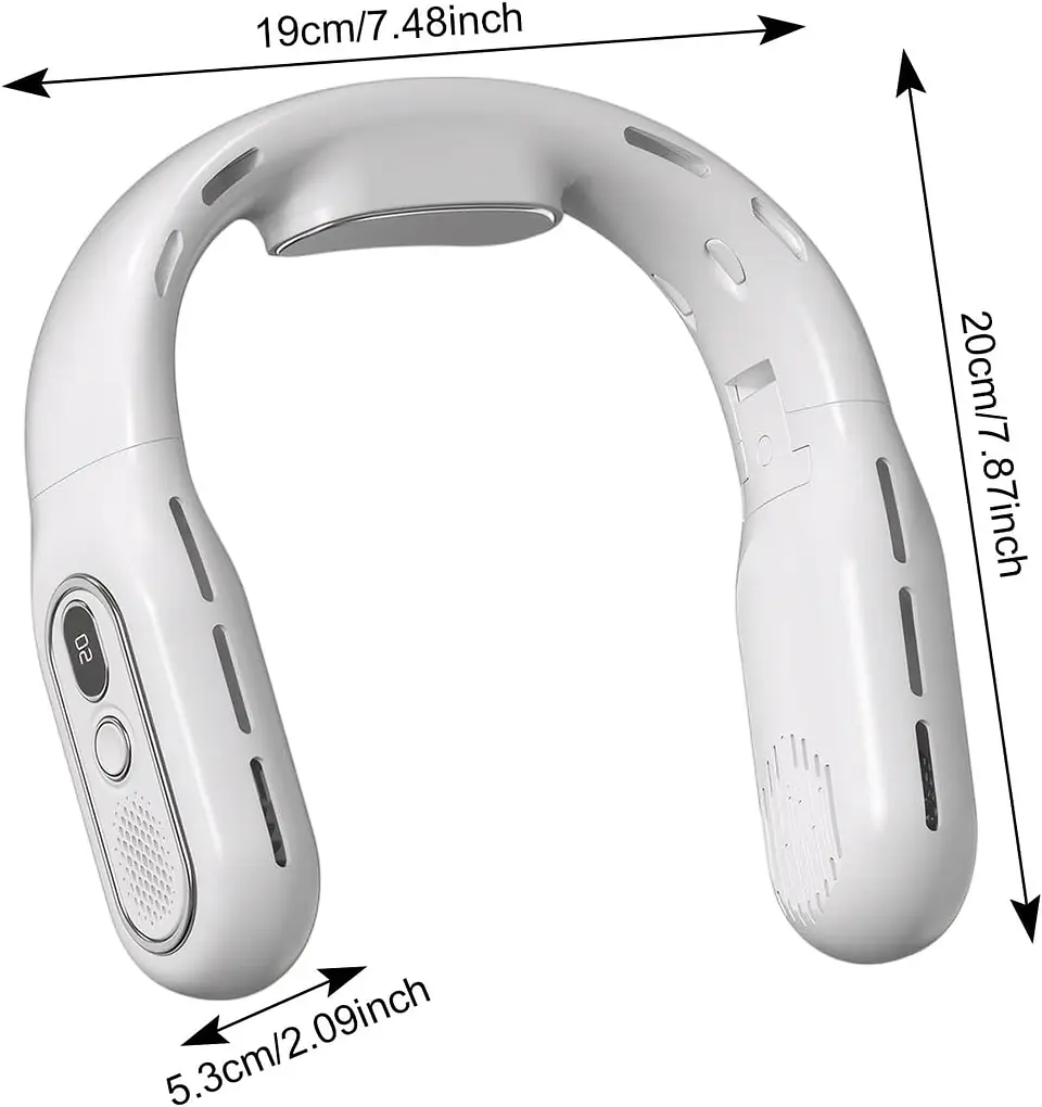 Ventilador portatil de cuello T-68 Recargable 3000mah Blanco 4