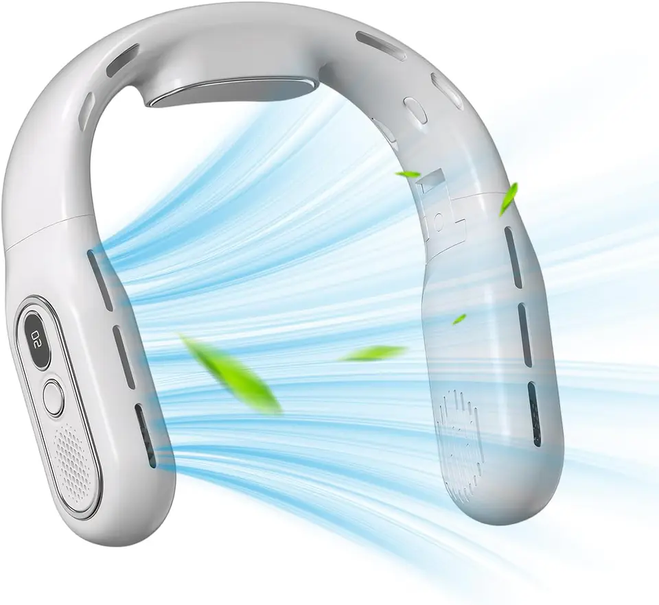 Ventilador portatil de cuello T-68 Recargable 3000mah Blanco 6